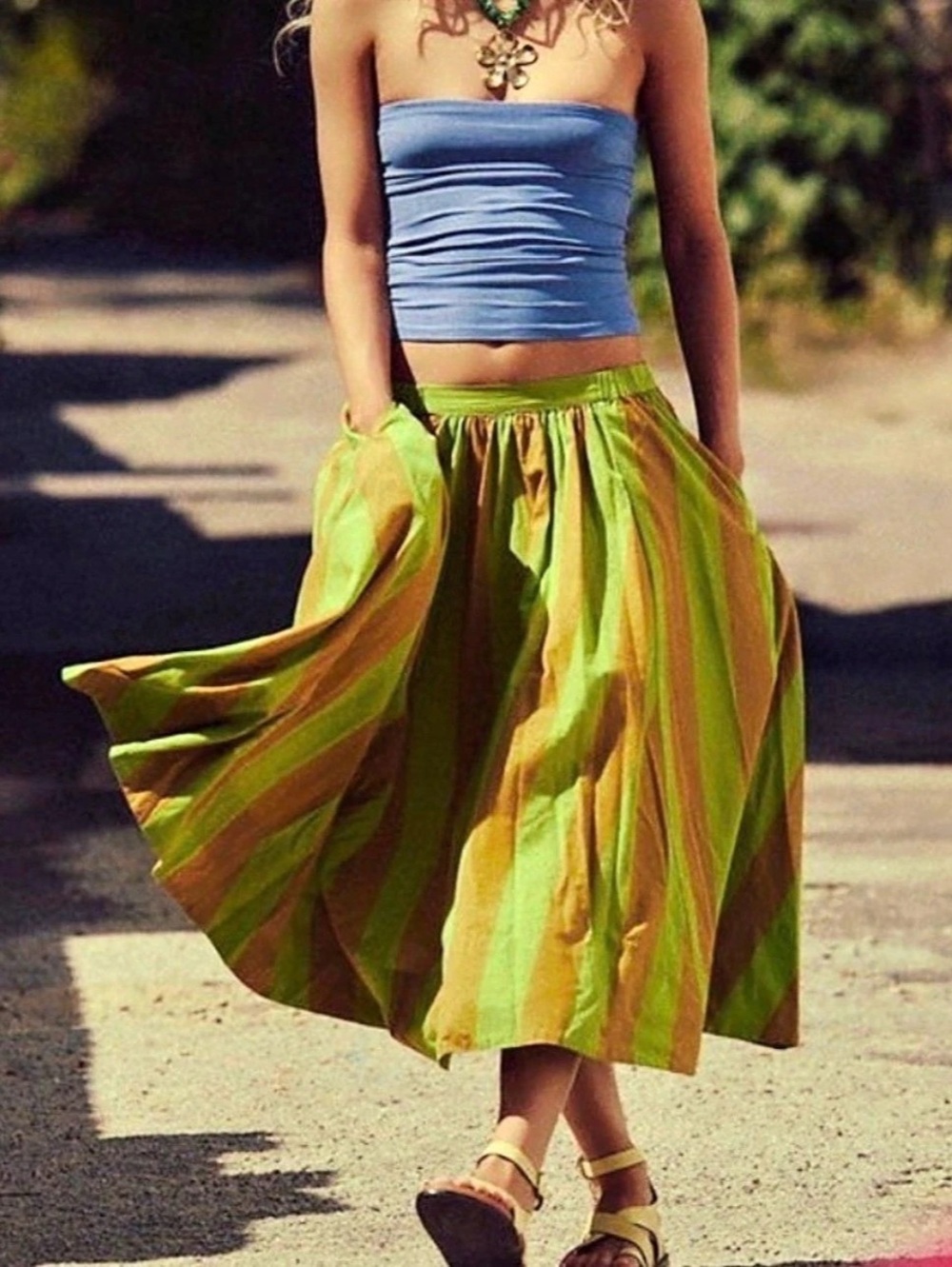 free people retro combo lowen stripe midi skirt